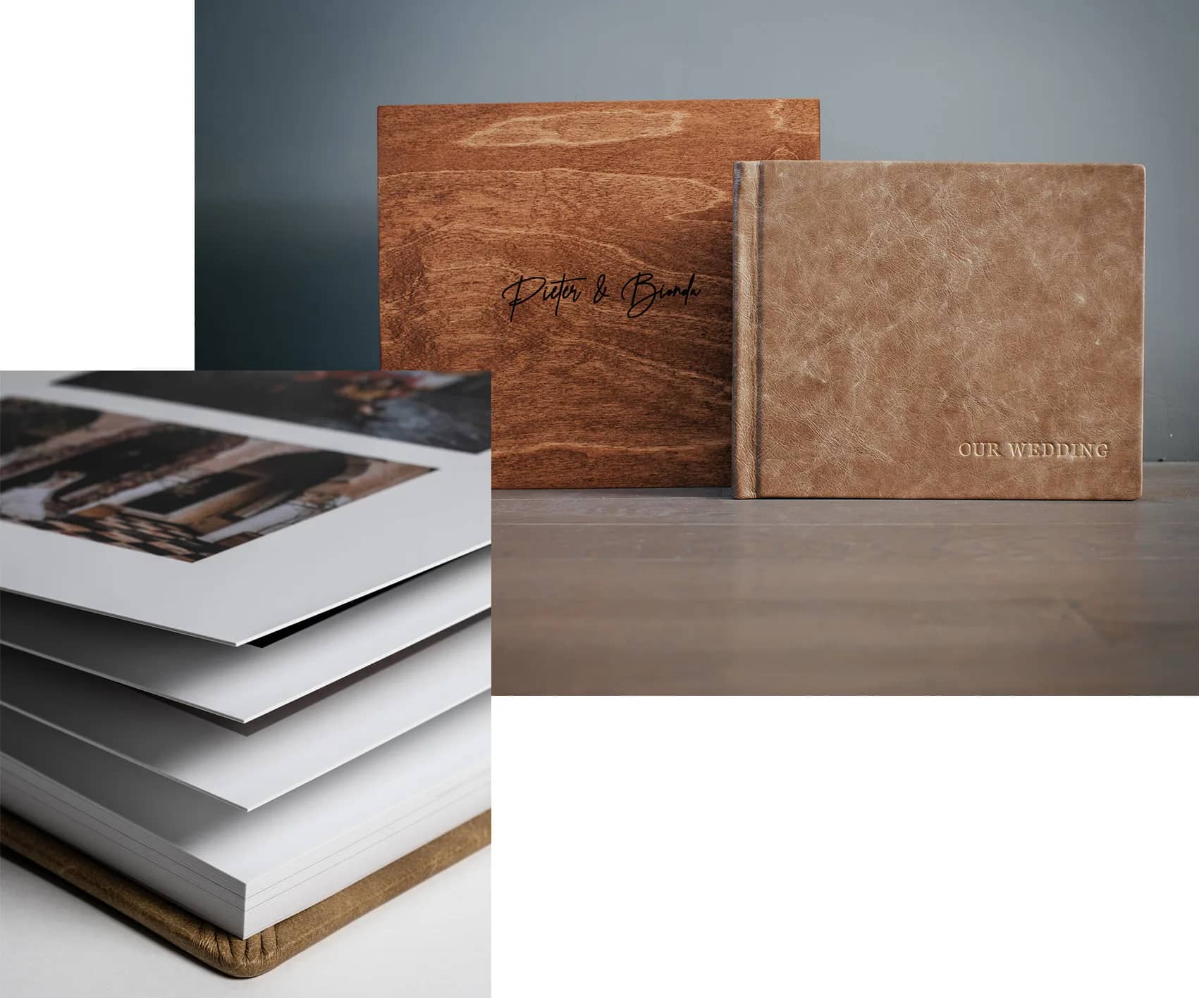 Mooi Bruidspaar Leather Collection - with wooden box